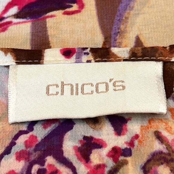 Chico’s sheer colorful open top - Picture 8 of 11